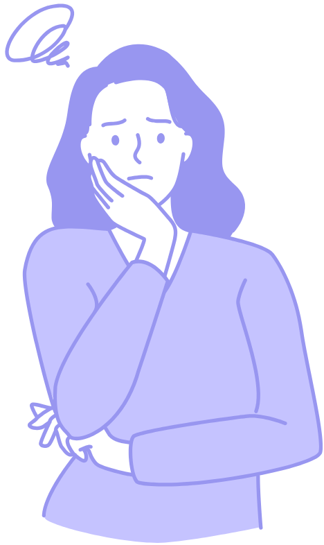 悩んでいる若い女性のイラスト